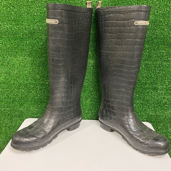 Henri Bendel faux alligator black rain boots size 9 - Picture 4 of 10